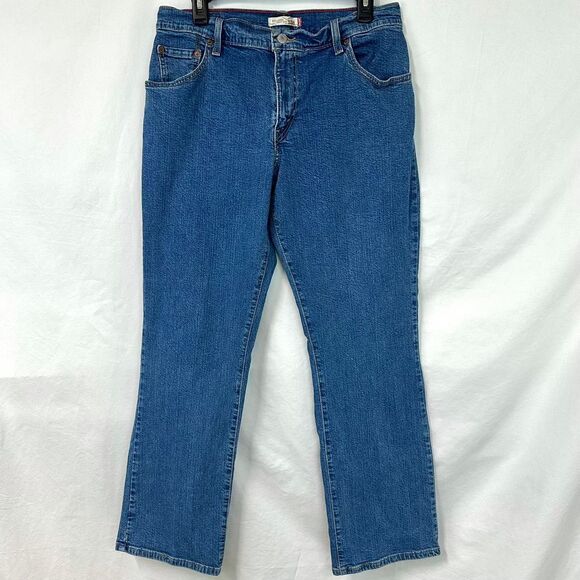 LEVI'S 550 Relaxed Fit Boot Cut Flare Blue Denim Jeans Pockets Womens 12 M Retro - Picture 1 of 7